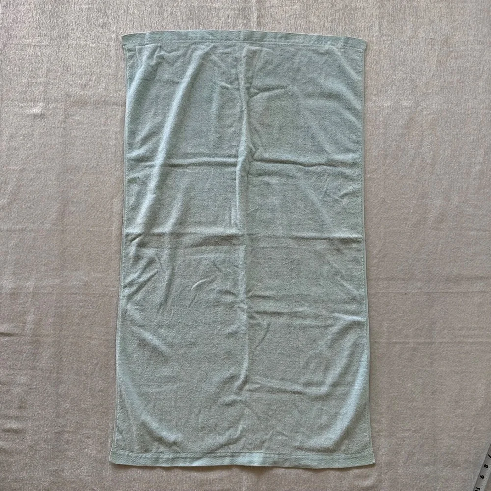 2pc Vintage Blue Bath Towels USA Cotton Stevens Utica Spa‎ Hotel Retro Set